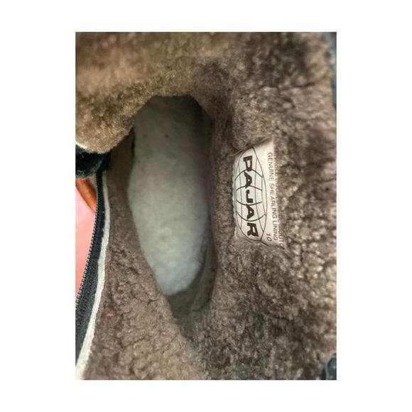 Vintage Pajar Black Leather Boots Genuine Shearling Lining Sz 10 Men's - Picture 7 of 16